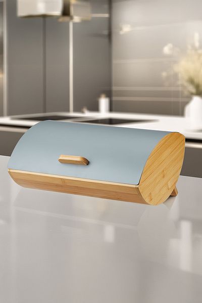 Vadi Karina Metal Lid Bamboo Luxury Bread Box Bread Holder