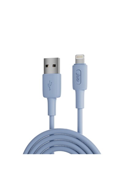 Juo 12w 2.4a Usb-a To Lightning Iphone Ipad Silikon Hızlı Şarj Ve Data Kablosu Mavi 1 Metre