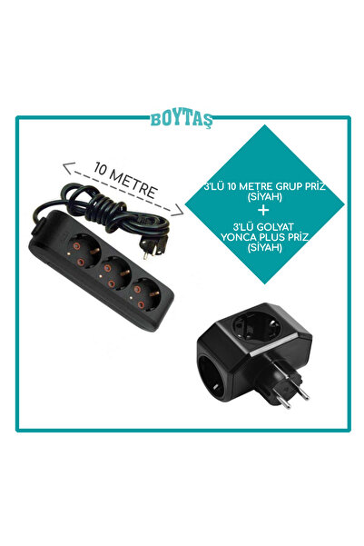 VİKO 10 METRE / 3'LÜ SİYAH GRUP PRİZ + SİYAH YONCA PLUS GOLYAT PAKET /ÖZNUR K...