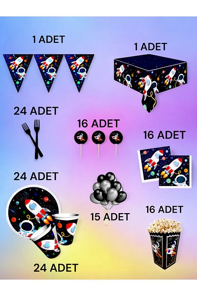 VibeHome Space Themed XL Pack for 24 - Birthday Party and Fun Events