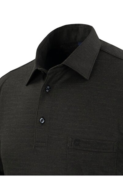 Çizgi Triko Ανδρικό πουκάμισο με γιακά με κουμπιά με τσέπη Classic Fit - 5100