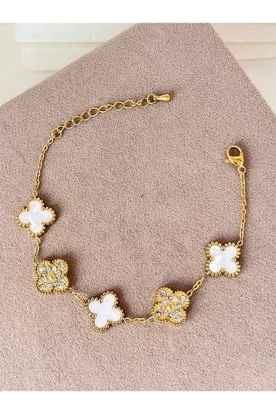 NurTuna Brand Model Clover Steel Bracelet