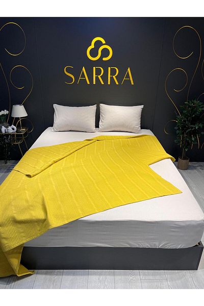 sarra Mustard Color Double Honeycomb Pique