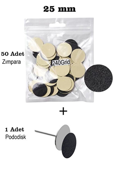 Full Beauty 25 Mm Pododisk Başlığı 50 Adet Disk Zımpara 240 Grit Seçenekleriy...