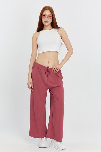 Muzzem Women's Elastic Waist Wide Leg Loose Summer Trousers Aerobin Fabric