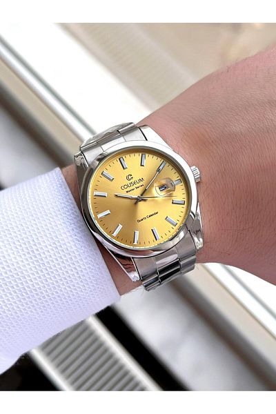 Coliseum Steel Band Calendar Dial Boxed Series Men's Wrist Watch Ft.Cls.E002