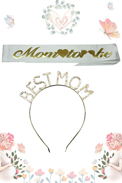 Larenya حزام معدني متوج من Best Mom - طقم استحمام للأطفال وحزام ذهبي أبيض