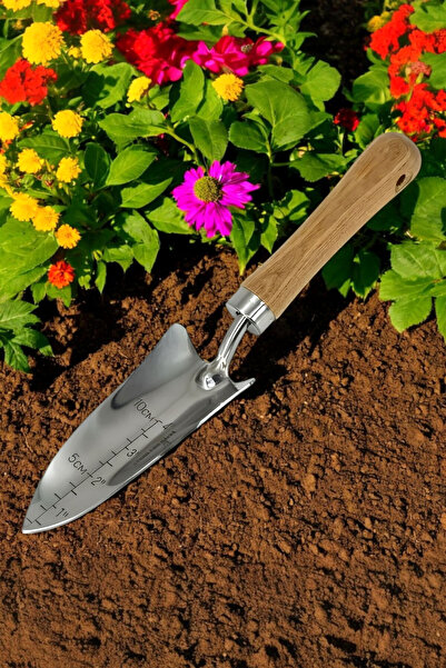 Badem10 Kürek Bahçe Küreği Ölçekli Bahçıvan Saksı Çiçek Bitki Mini El Küreği Fide Toprak Hobi Dar 32 cm