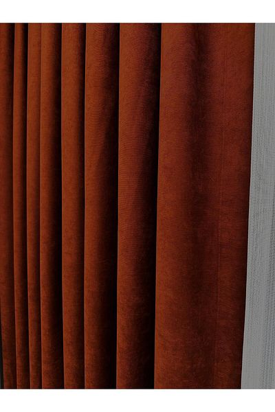 Perde Pendik Yellow/Beige Single Wing Island Fund Holder - 1/3 Close Pleat Curtain