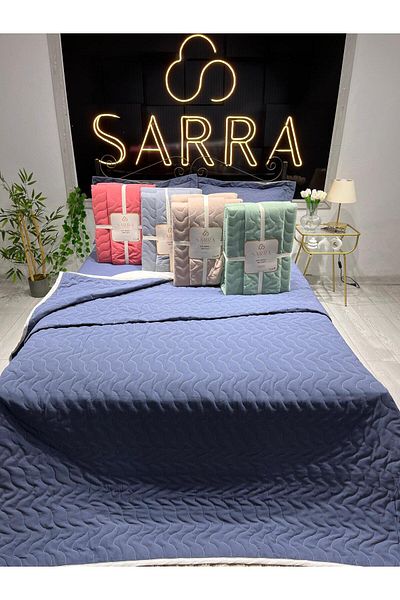 sarra Anthracite Home Double Quilted Bedspread