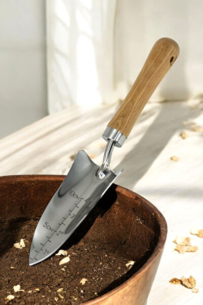 Badem10 Kürek Bahçe Küreği Ölçekli Bahçıvan Saksı Çiçek Bitki Mini El Küreği Fide Toprak Hobi Dar 32 cm