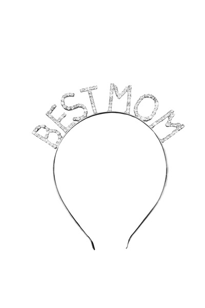 Larenya Mom To Be Kuşak Ve Best Mom Metal Taç & Baby Shower Set & Beyaz Gümüş Kuşak Gümüş Taç