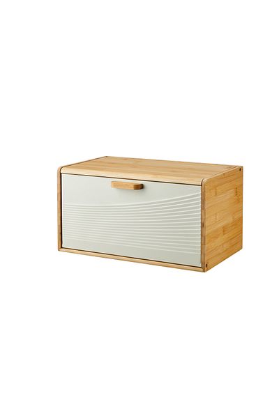 Vadi Luxury Bamboo Bread Box - Karina with Metal Lid, Rectangular Design