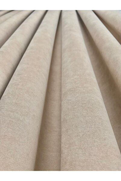 Perde Pendik Island Backdrop Beige Single Wing 1/3 Close Pleat - Luxury Background Curtain Suitable for Any Room