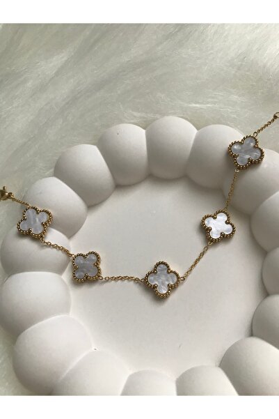 stainless steell Women's White Clover Steel Bracelet