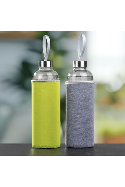 Viwares Trinkflasche aus Glas, 1 L mit Schutzhülle aus Neopren