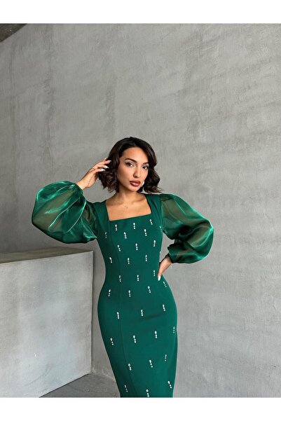Housebutik TAŞ DETAY BALON KOL  ABİYE