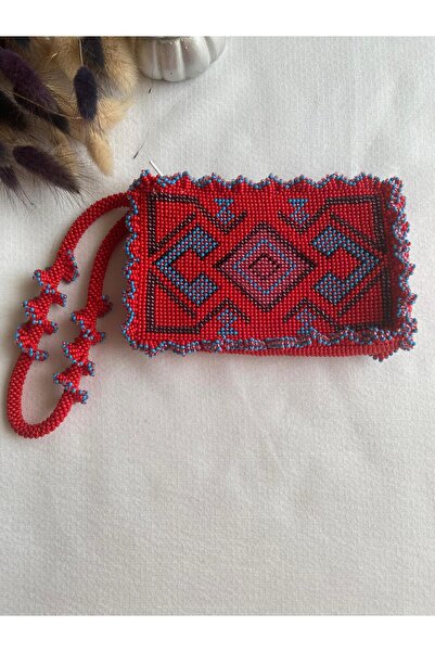Handmade KUM BONCUK KİLİM MOTİFLİ CÜZDAN