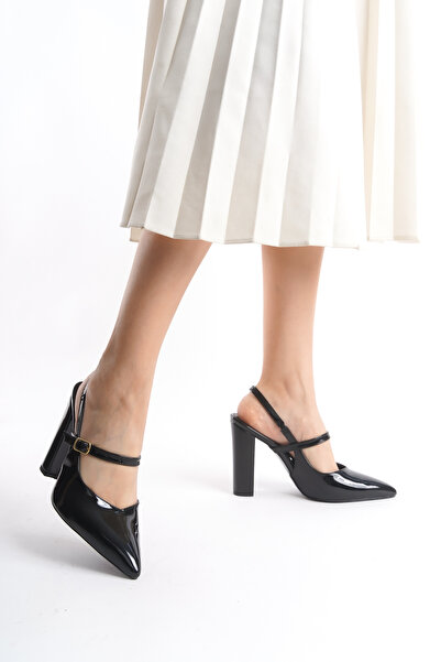 SEEM Aurora ženske cipele od lakirane kože sa šiljatim vrhom, Debela potpetic...