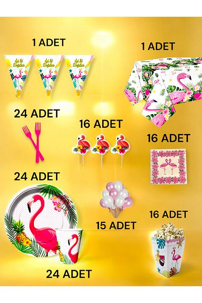 VibeHome Flamingo Themed XL Pack for 24 - Birthday Party and Fun Events