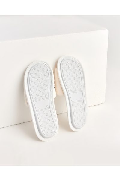 Chirpy Bride - Written White Bridal Slippers