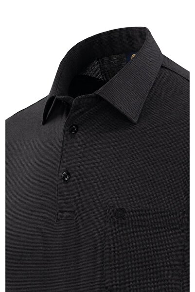 Çizgi Triko Ανδρικό πουκάμισο γιακά βαμβακερό μπλουζάκι με τσέπες με κουμπιά Classic Fit - 5101