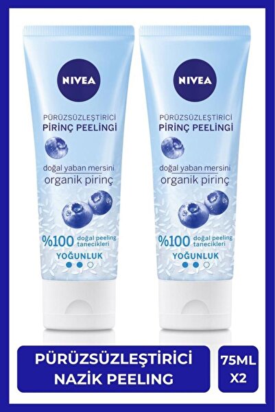 NIVEA Pürüzsüzleştirici Organik Pirinç Yüz Peelingi 75ml, Ölü Deri Arındırıcı, Yumuşak Cilt Hissi, X