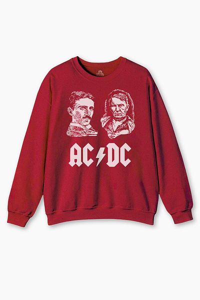 so cool Red Sweatshirt Nikola Tesla Is Great Edison Ac Dc Science Funny Printed Sweat