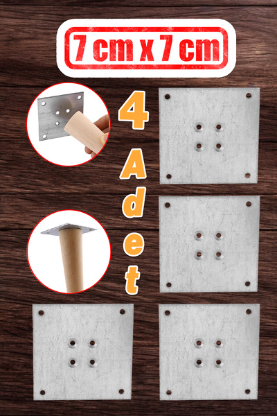 Badem10 Metal Çinko 7 x 7 cm Mobilya Yemek Masası Ayak Ayağı Bağlama Bağlantı...