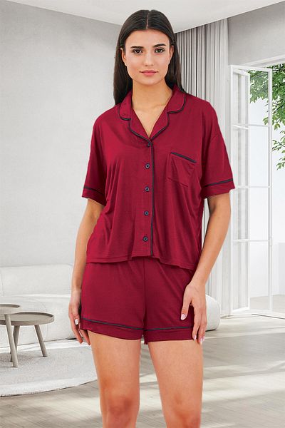 Bella Linda Women's Pajama Set with Buttoned Viscose Shorts