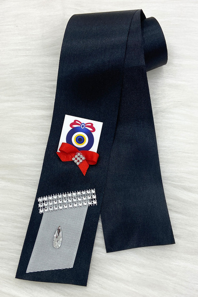 ZEYMERADE Siyah Nazar Boncuk Figürlü Sünnet Takı Kurdele; Sünnet Düğünü, Kına...