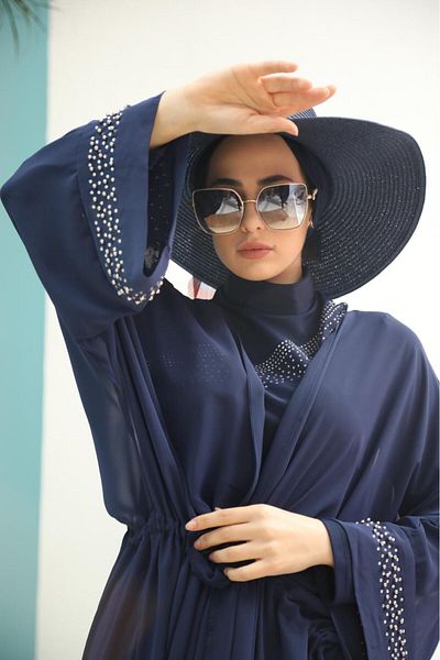 ns tasa Basic Navy Blue Women's Stone Design Hijab Pareo