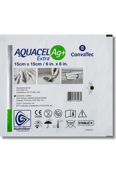 AQUACELL غطاء للجروح من الألياف المائية باللون الفضي مقاس 15 × 15 سم (قطعة Fi̇yat)
