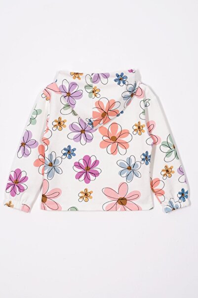 zepkids Flower Printed Hooded Spanish Leg Light Pink Color Girls' Pants Set