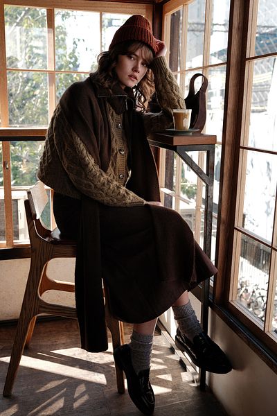 Manuka Earth Colored Hair Braided Cardigan