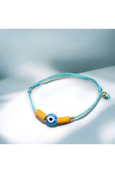 etniko Orange Wooden Beaded String Bracelet