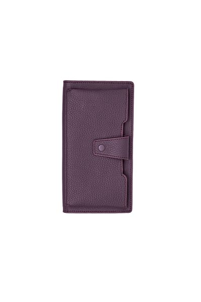 Deriza 6954 Genuine Leather - Flother Matte Purple Wallet with Phone Compartment