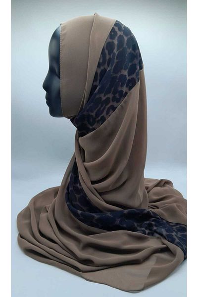 Differenza Dark Mink Leopard Print Chiffon Shawl