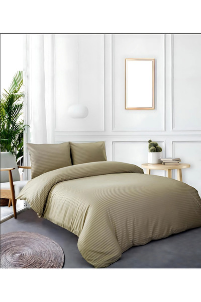 Akfil Haki Yeşil Çift Kişilik Saten Nevresim Takımı - Şık Ve Yumuşak Dokulu