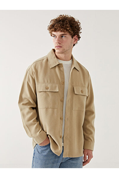 LC Waikiki Beige Comfortable Fit Long Sleeve Men's Shirt Jacket
