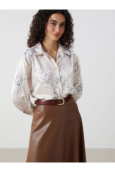 LC Waikiki New Season Floral Satin Women's Shirt Tunic - S5Fe21Z8