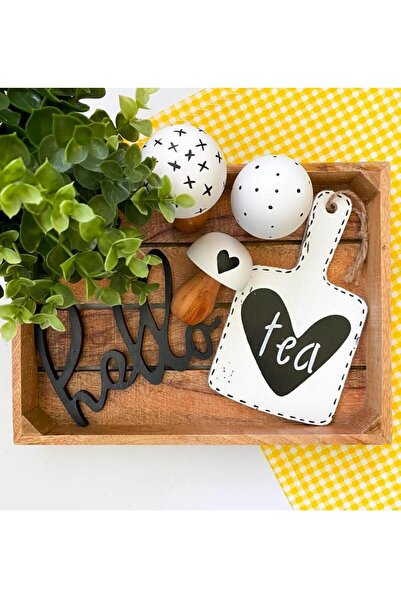 SSCglow Kahve Köşesi Askı Süsü Tea Mutfak Dolap Beyaz