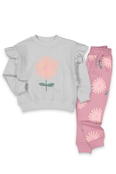 baby flamindo Baby Flamindo Flower Embroidered 2 Threads Girl's Tracksuit Set