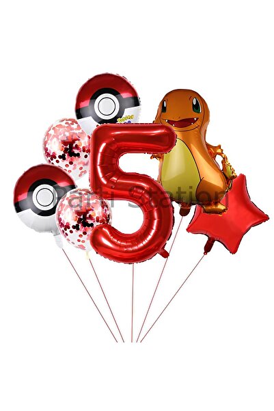 Parti Station مجموعة بالونات بوكيمون تشارجر لعمر 5 سنوات - نجمة تشارجر وبالون...