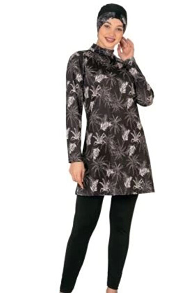 FM Fantasy 3417 Leaf Patterned Hijab Swimsuit - Patterned - XL