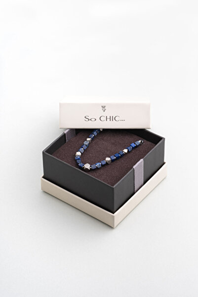 So CHIC... Lapis Taşlı 55 Cm Çelik Erkek Kolye
