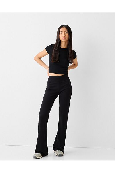 LOVES AGAZA Ribbed Waist Spanish Leg Pants
