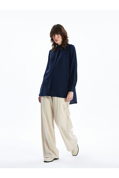 LC Waikiki Lcwaikiki Classic Navy Blue Prevailing Collar Women's Shirt Tunic