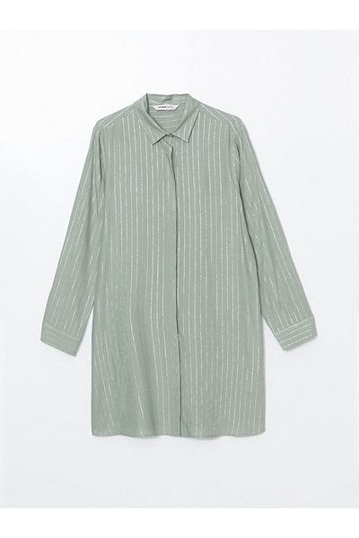 LC Waikiki Lcw Grace Green Striped Women's Shirt Tunic