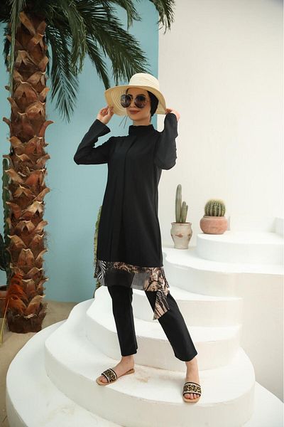 ns tasa Julia Skirt End Amazon Leopard Print Design Hijab Swimsuit Set
